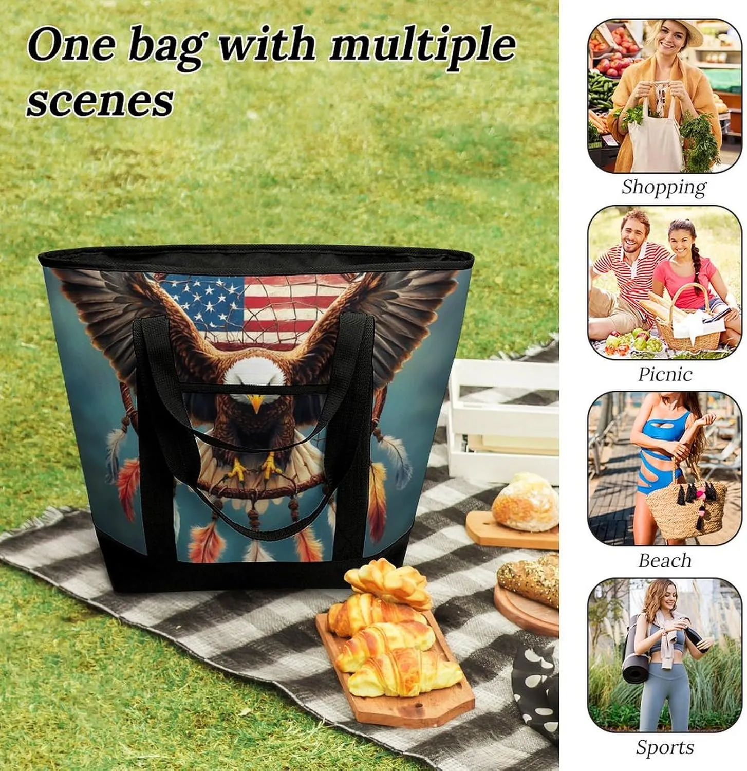 Large Thermal Shopping Tote Bag Travel Friendly Fashion Handbag Commuter Bag