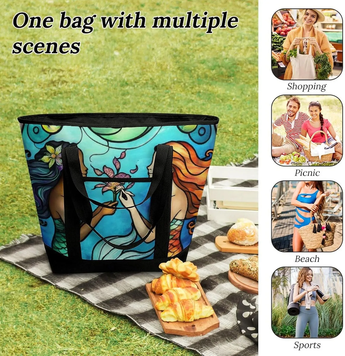 Large Thermal Shopping Tote Bag Travel Friendly Fashion Handbag Commuter Bag