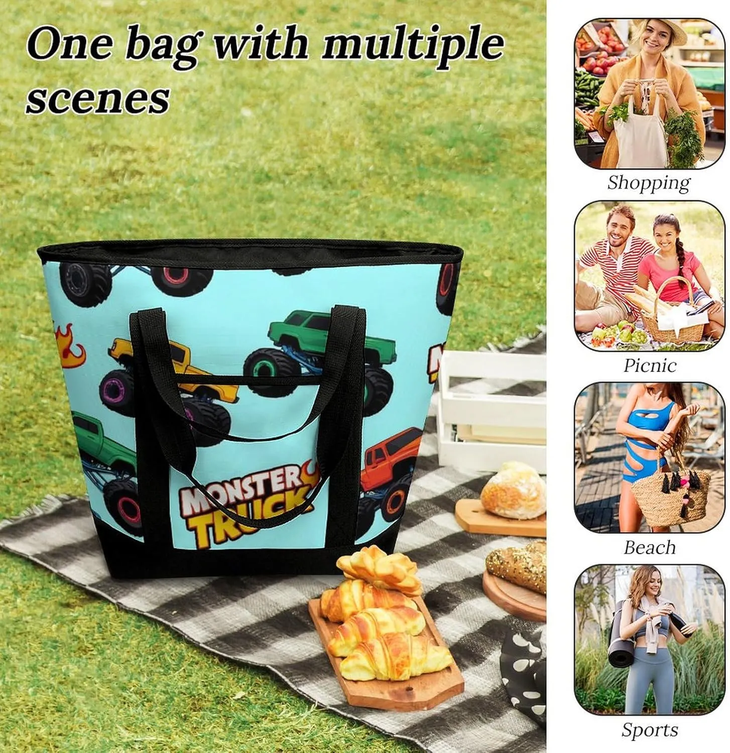 Large Thermal Shopping Tote Bag Travel Friendly Fashion Handbag Commuter Bag