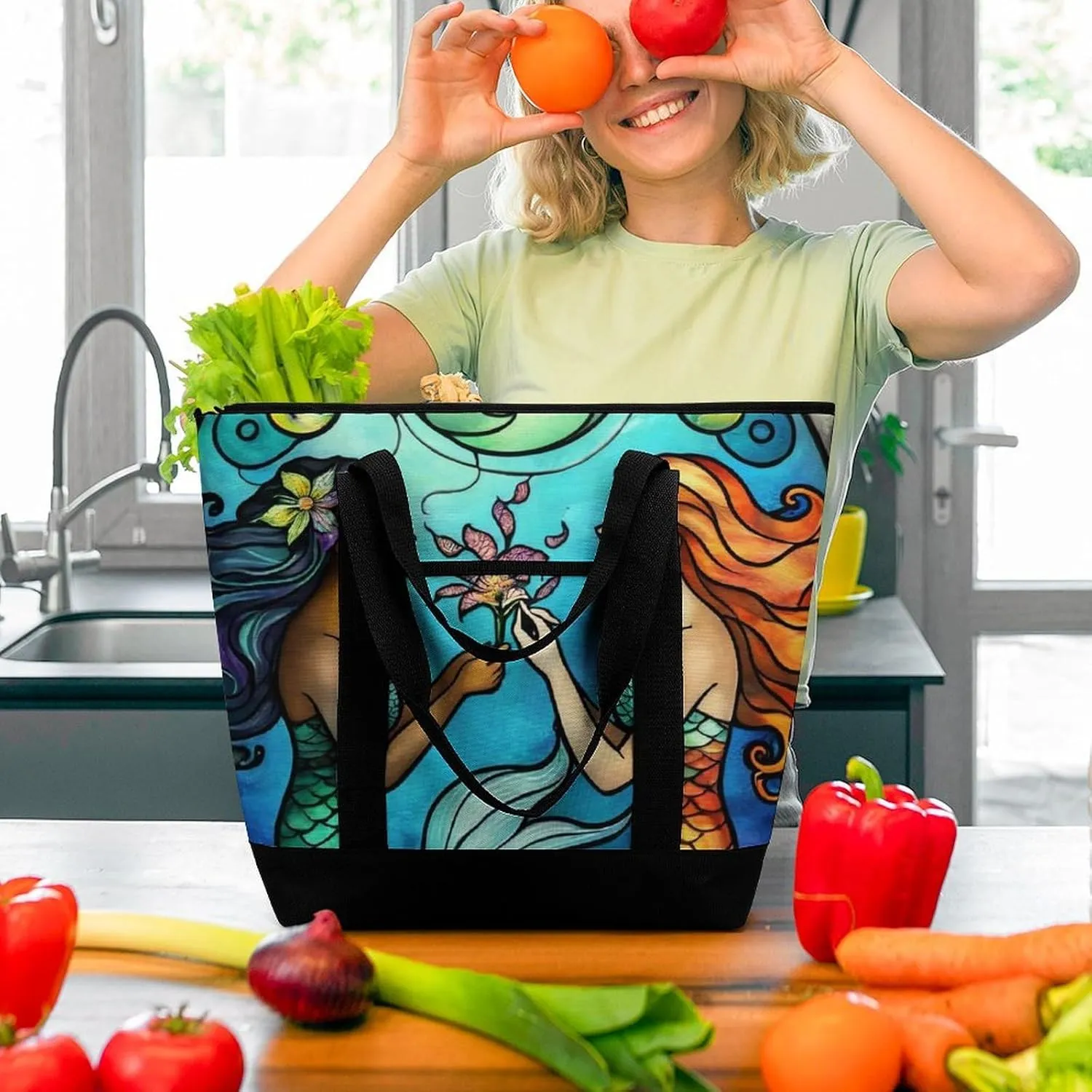 Large Thermal Shopping Tote Bag Travel Friendly Fashion Handbag Commuter Bag
