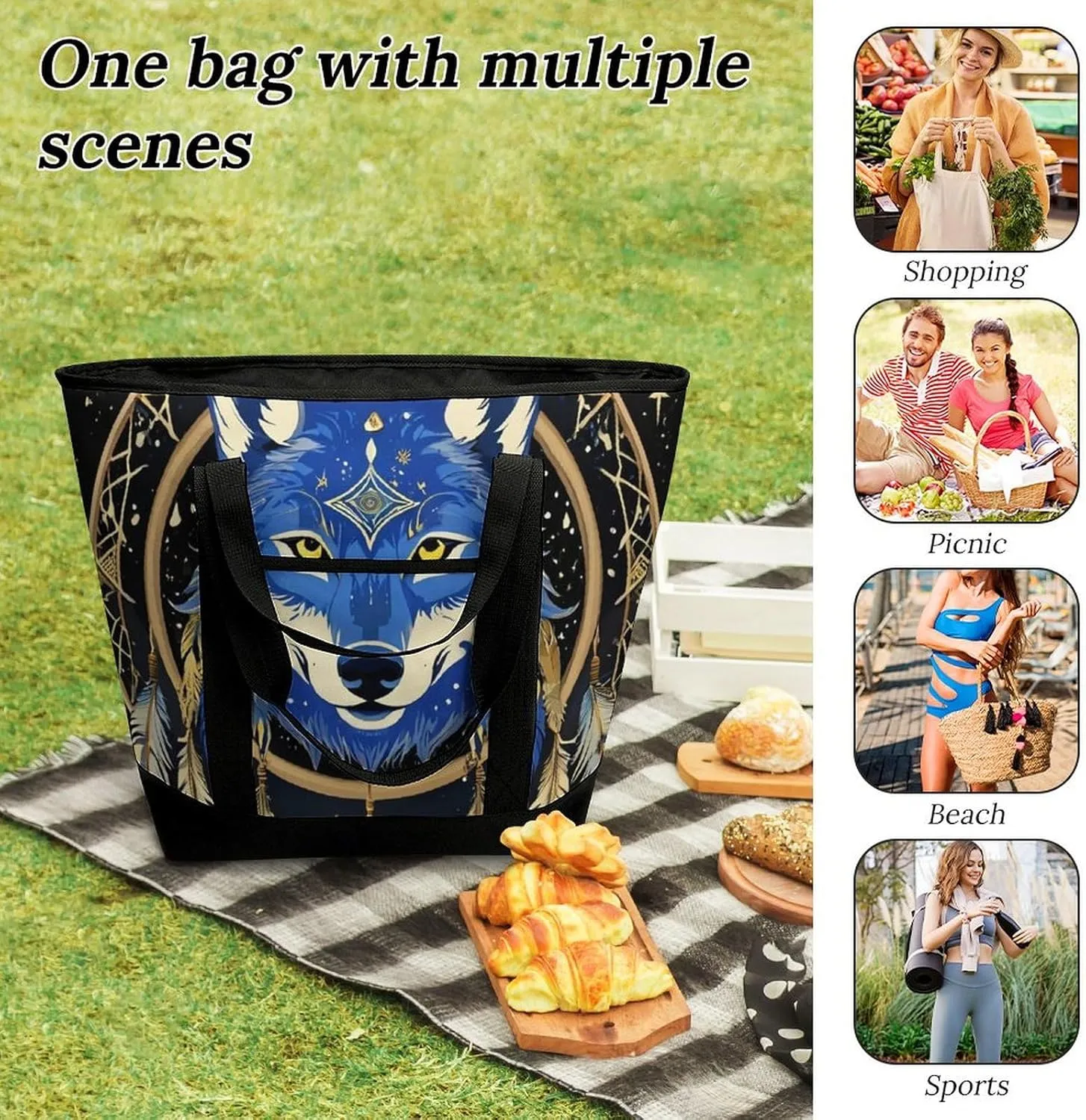 Large Thermal Shopping Tote Bag Travel Friendly Fashion Handbag Commuter Bag