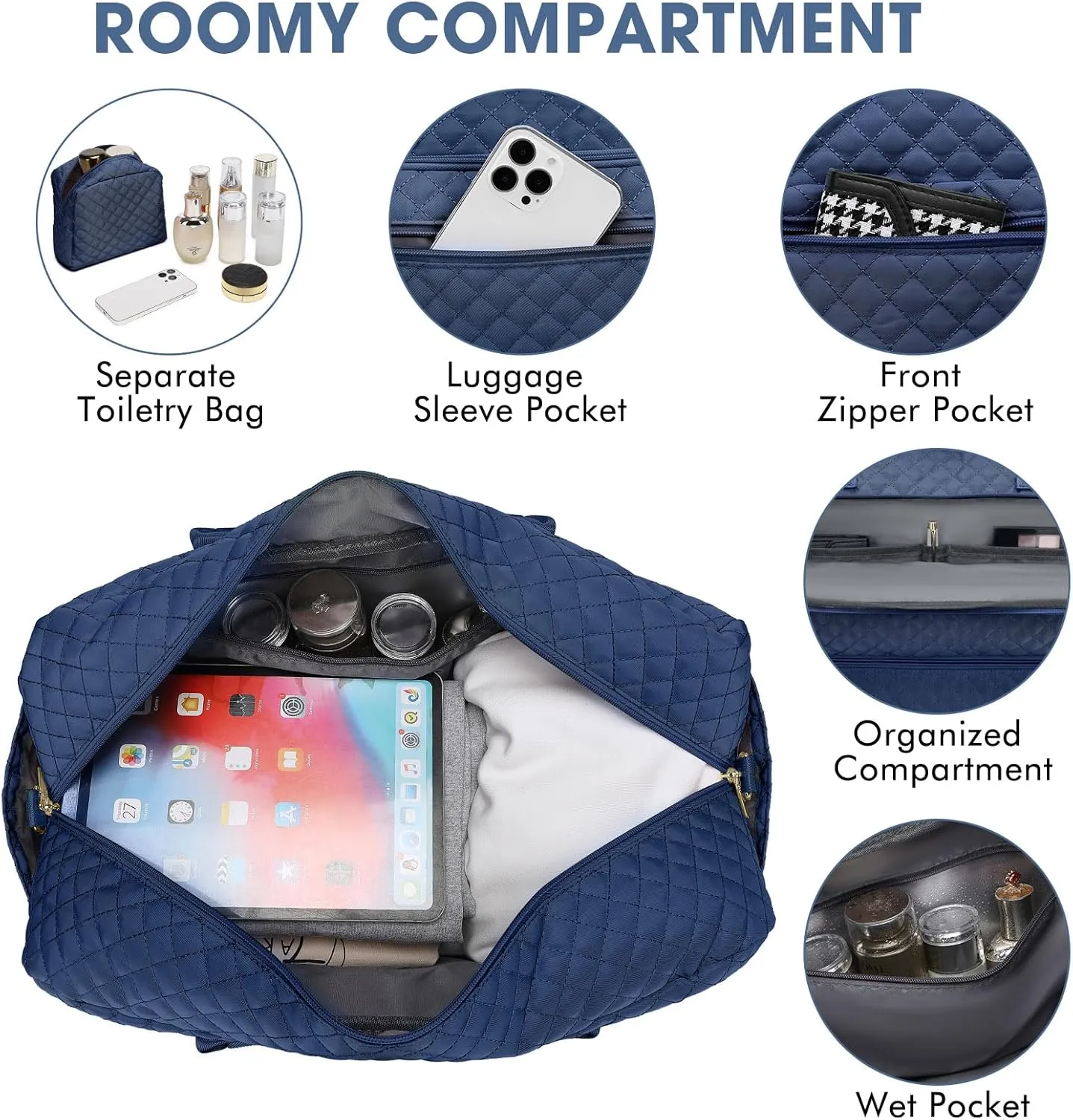 Large Women Travel Duffle Bag, Weekender Bags for Women with Shoe Compartment, Carry on Overnight Bag with Toiletry Bag, Gym Duffel Bag with Wet Pocket, Hospital Bags for Labor and Delivery