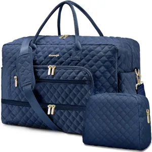 Large Women Travel Duffle Bag, Weekender Bags for Women with Shoe Compartment, Carry on Overnight Bag with Toiletry Bag, Gym Duffel Bag with Wet Pocket, Hospital Bags for Labor and Delivery