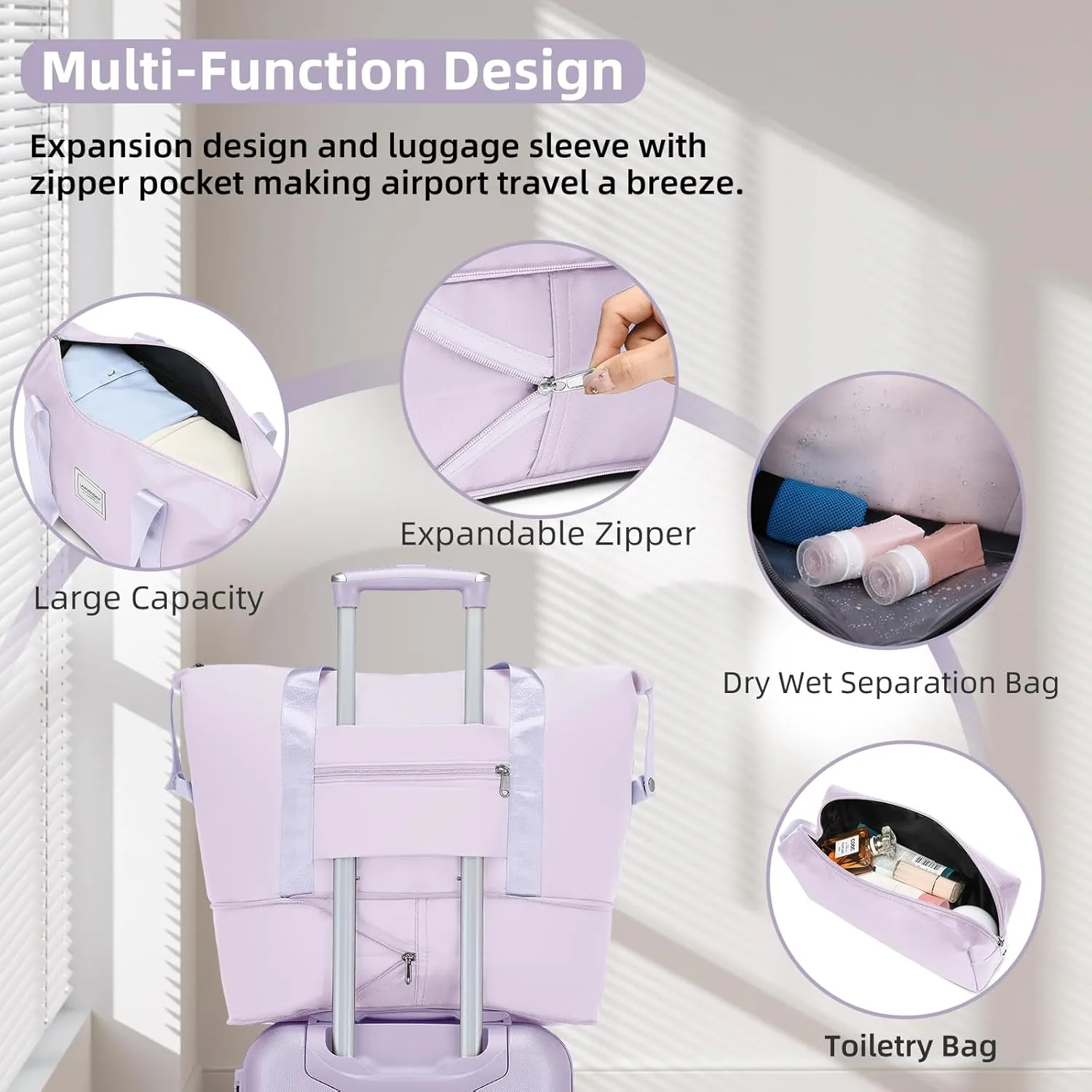 LARVENDER Luggage Sets 3 Piece Expandable Carry on Luggage 22x14x9 Airline Approved Hardshell Suitcase with Spinner Wheels TSA Lock, Lightweight Travel Suitcase Set for Women, Lilac