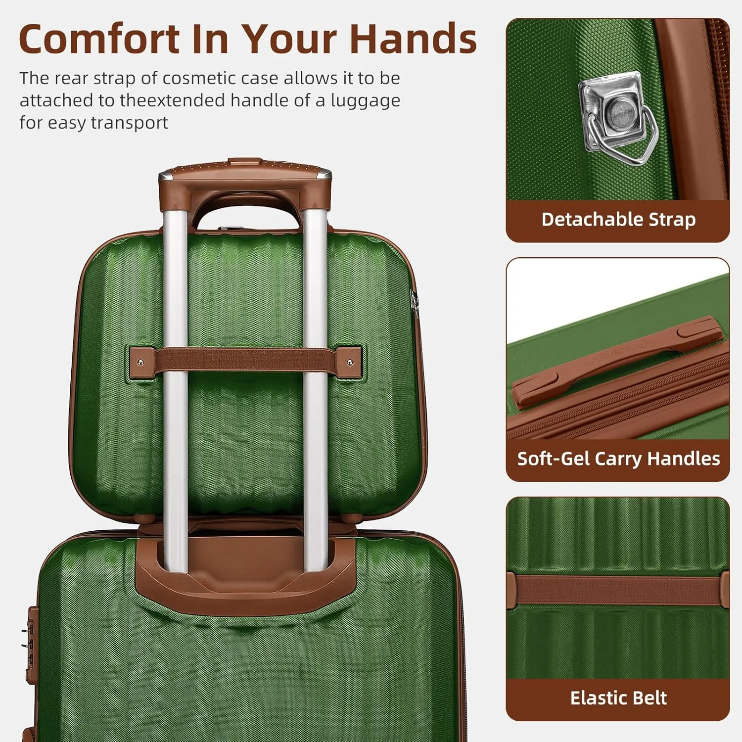 LARVENDER Luggage Sets 6 Piece, Expandable Hardside Suitcase Set Carry on Luggage with Spinner Wheels, Lightweight Travel Luggage Set with TSA Locks for Men and Women, Green