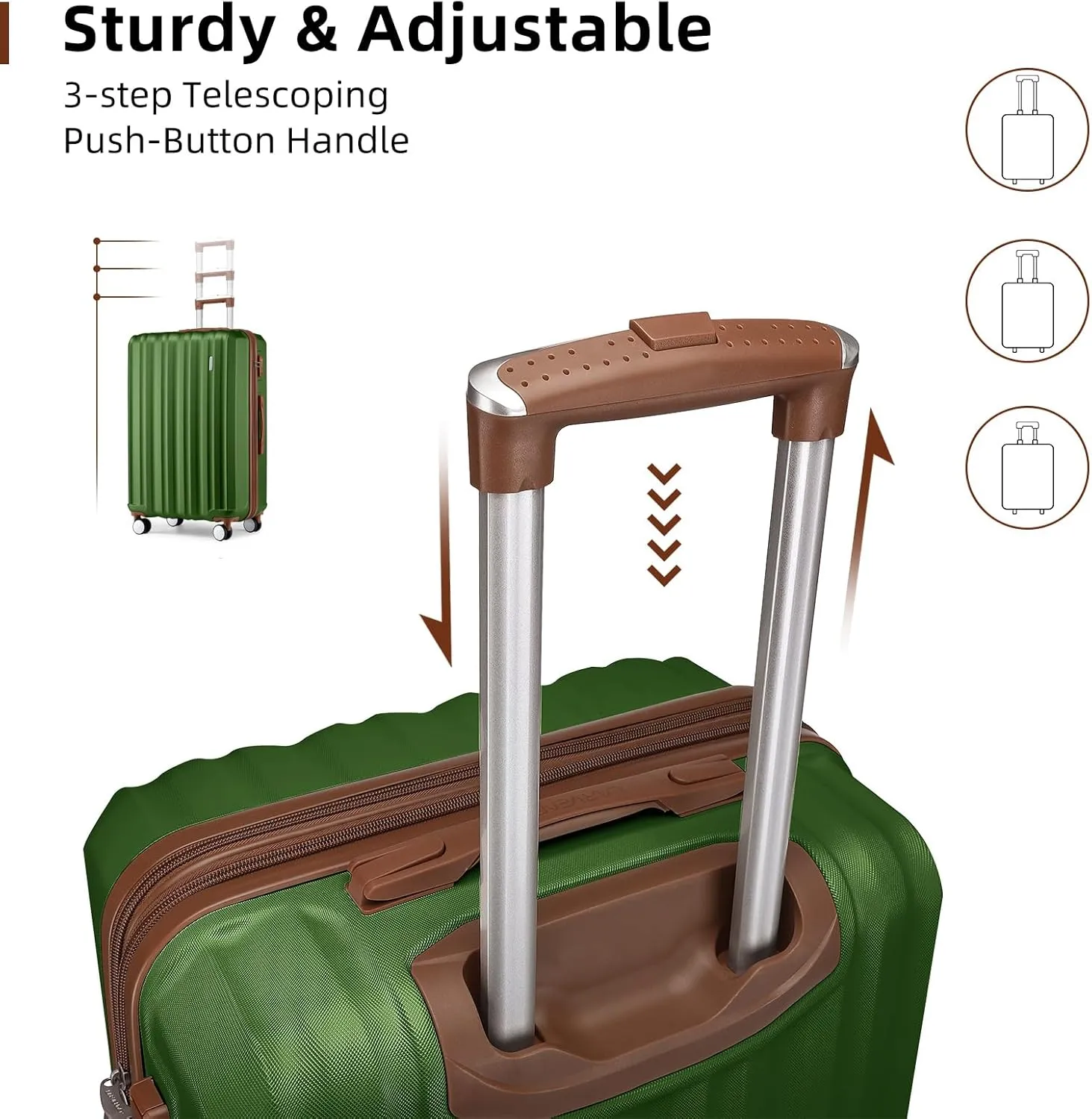 LARVENDER Luggage Sets 6 Piece, Expandable Hardside Suitcase Set Carry on Luggage with Spinner Wheels, Lightweight Travel Luggage Set with TSA Locks for Men and Women, Green