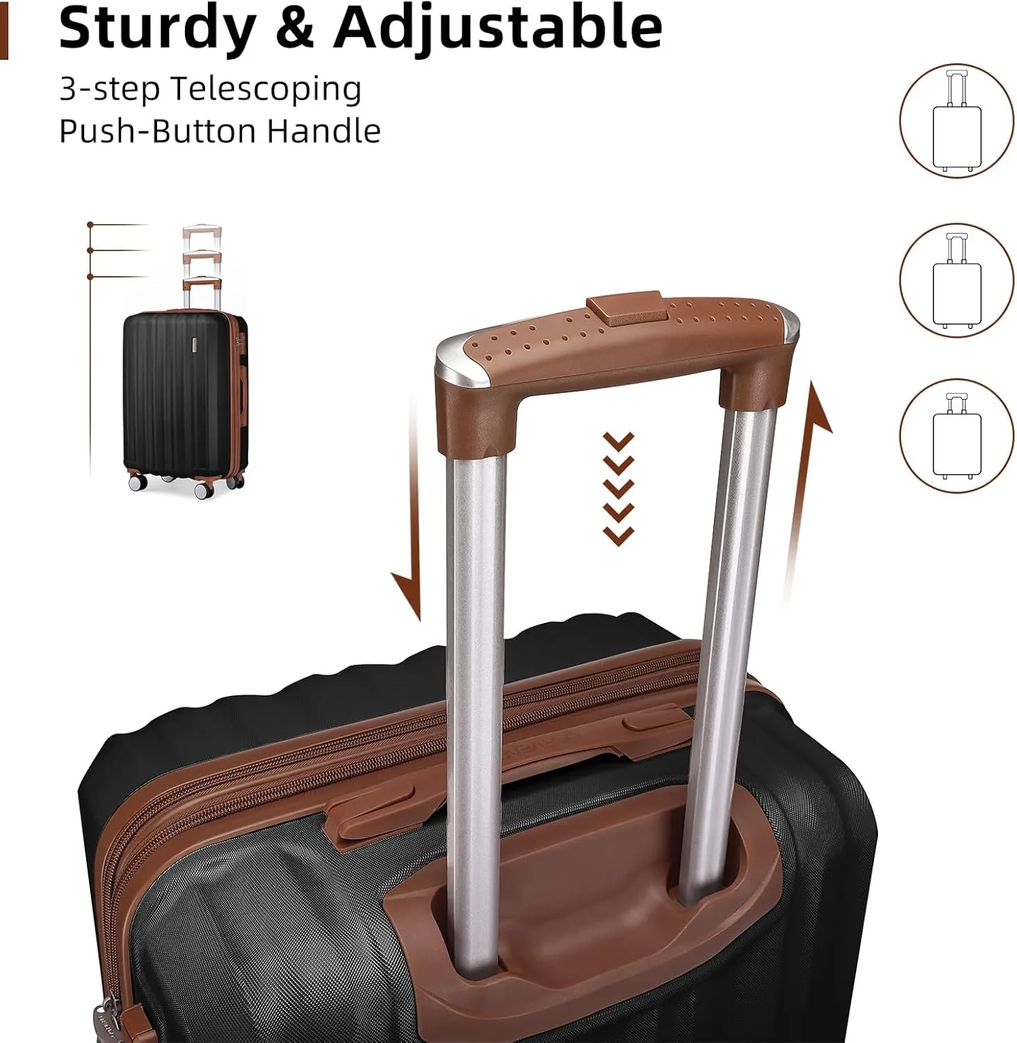 LARVENDER Luggage Sets 6 Piece, Suitcases With Wheels, Expandable Hardshell Carry on Luggage Suitcase Set, Lightweight Travel Luggage Set with TSA Locks for Men and Women, Black