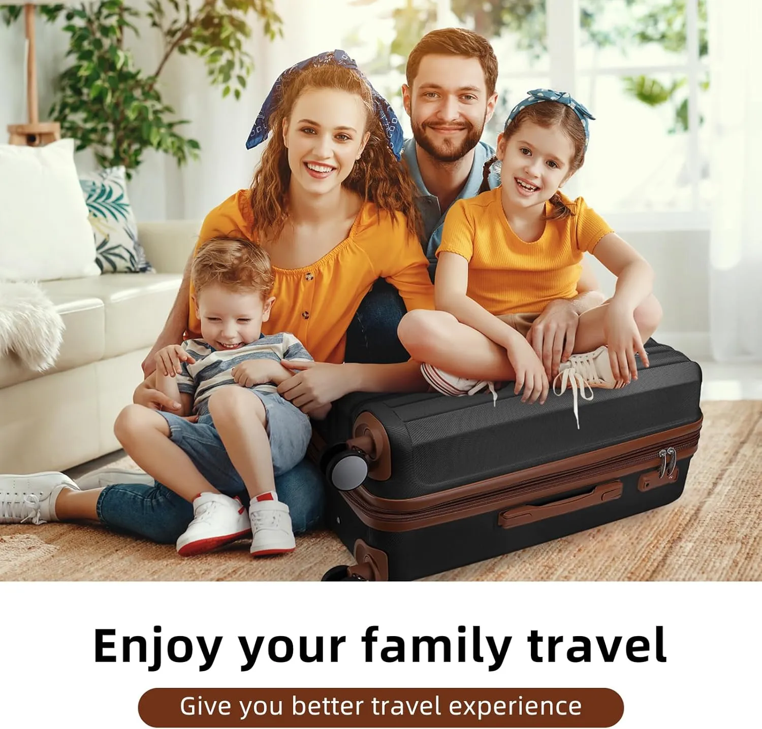 LARVENDER Luggage Sets 6 Piece, Suitcases With Wheels, Expandable Hardshell Carry on Luggage Suitcase Set, Lightweight Travel Luggage Set with TSA Locks for Men and Women, Black
