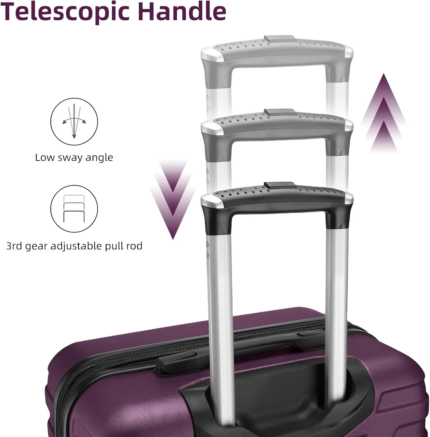 LARVENDER Luggage Sets for Women 6 Piece Hardside Expandable Suitcases with Wheels TSA Lock, Lightweight Travel Carry On Suitcase Set with Two Cosmetic Cases, Purple
