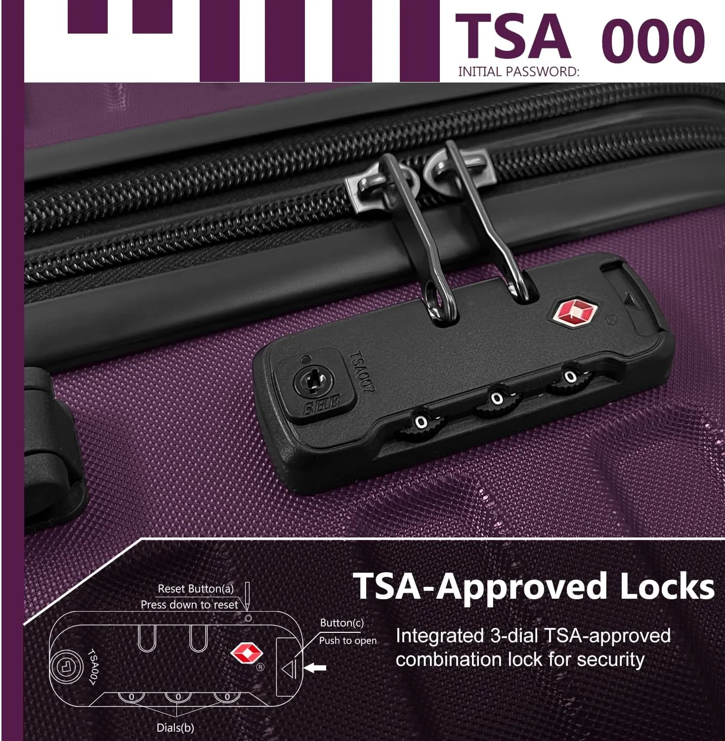 LARVENDER Luggage Sets for Women 6 Piece Hardside Expandable Suitcases with Wheels TSA Lock, Lightweight Travel Carry On Suitcase Set with Two Cosmetic Cases, Purple