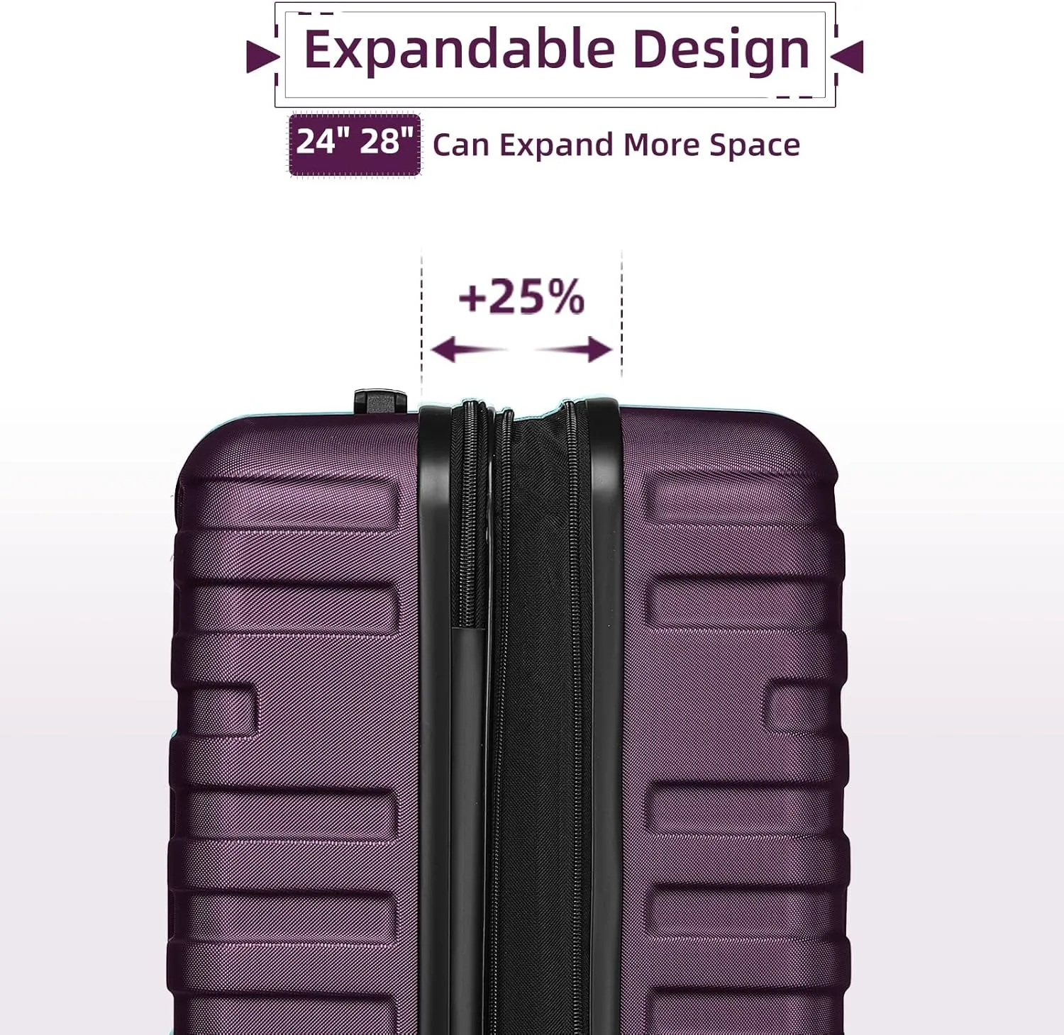 LARVENDER Luggage Sets for Women 6 Piece Hardside Expandable Suitcases with Wheels TSA Lock, Lightweight Travel Carry On Suitcase Set with Two Cosmetic Cases, Purple