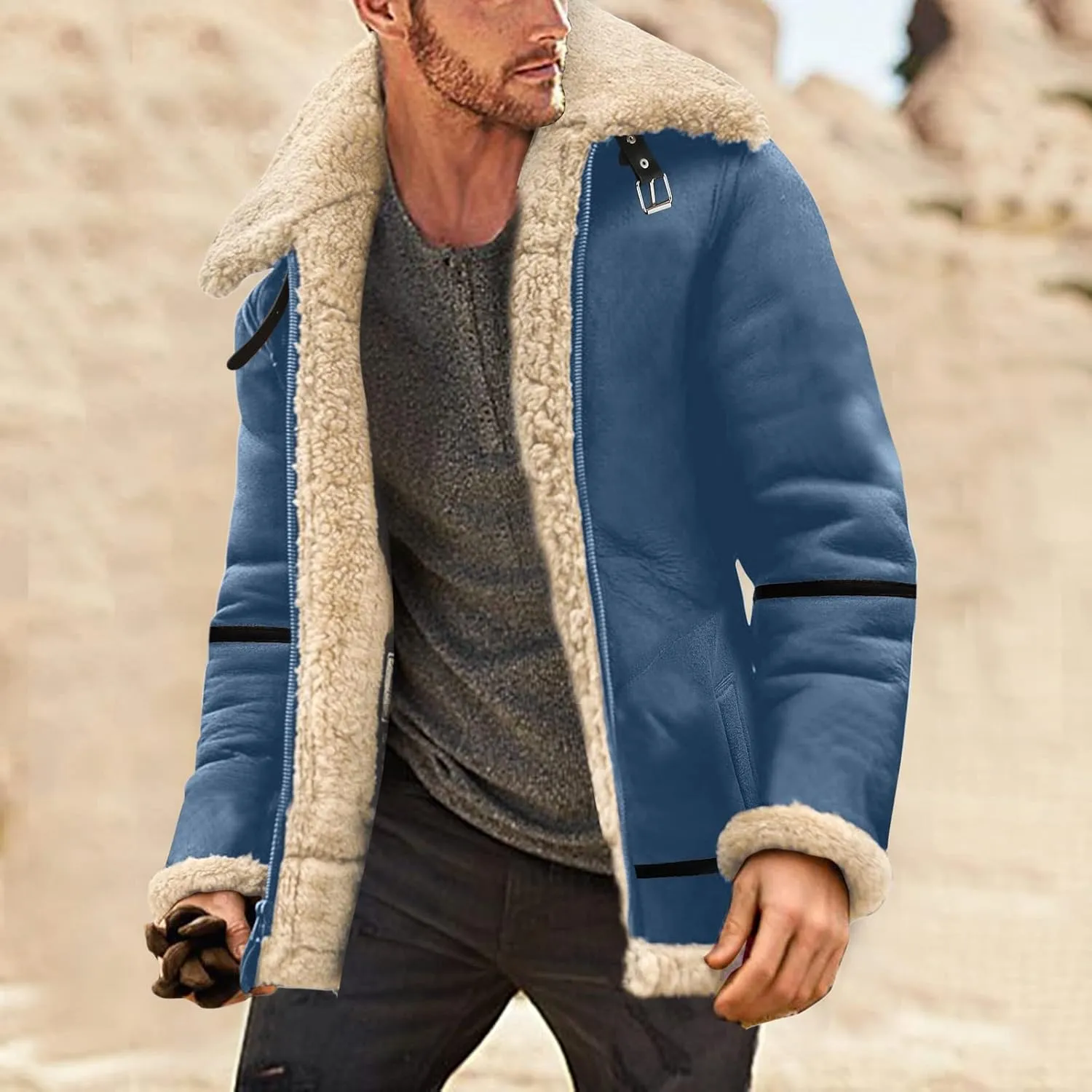 LCMTWX Mens Jackets Cottonpadded Jacket Stand Collar Knitted Splice Sweater Coat Casual Cardigan Men's Winter Jacket