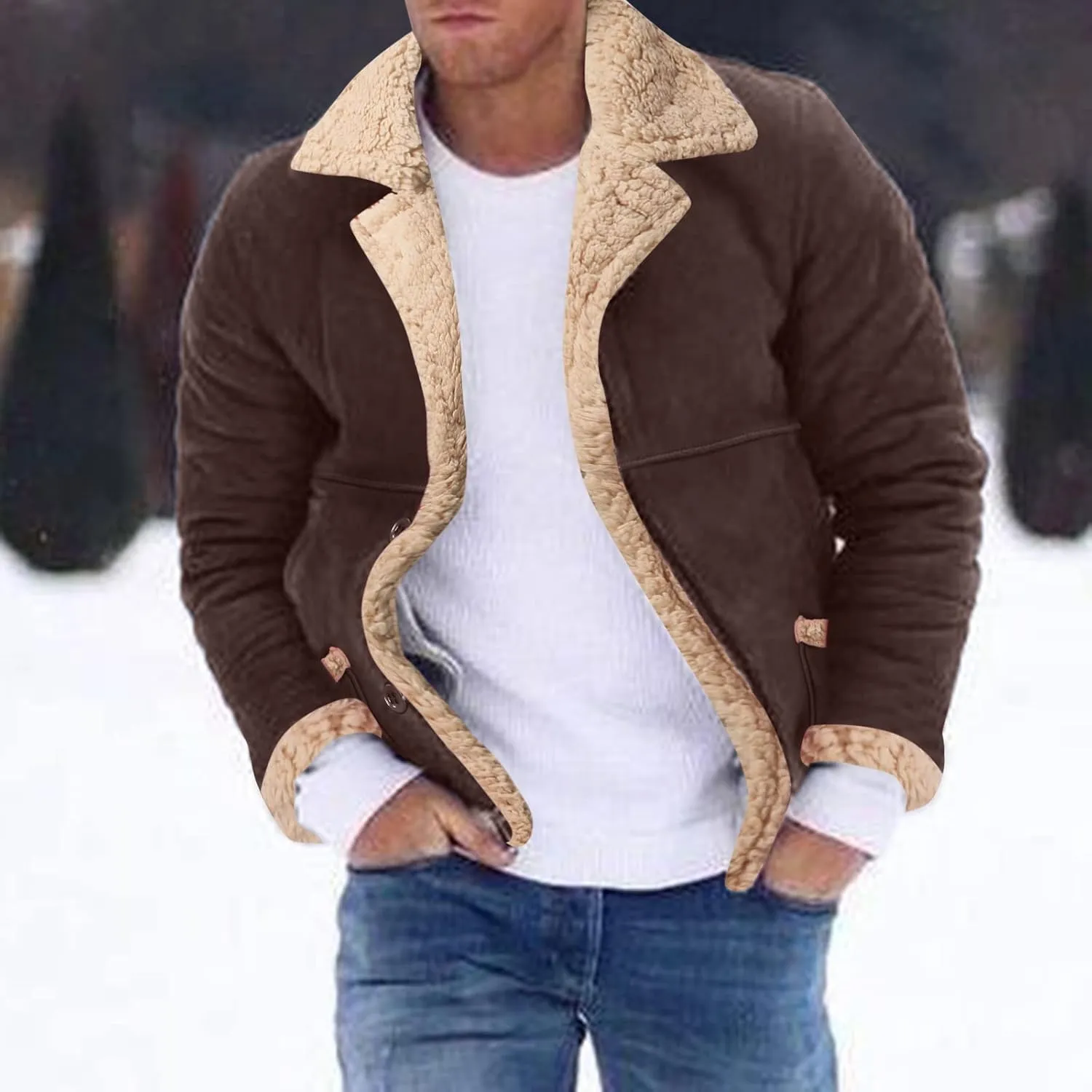 LCMTWX Men's Thick Thermal Winter Jacket Stand Collar Knitted Splice Sweater Coat Casual Cardigan Stylish Mens Puffer