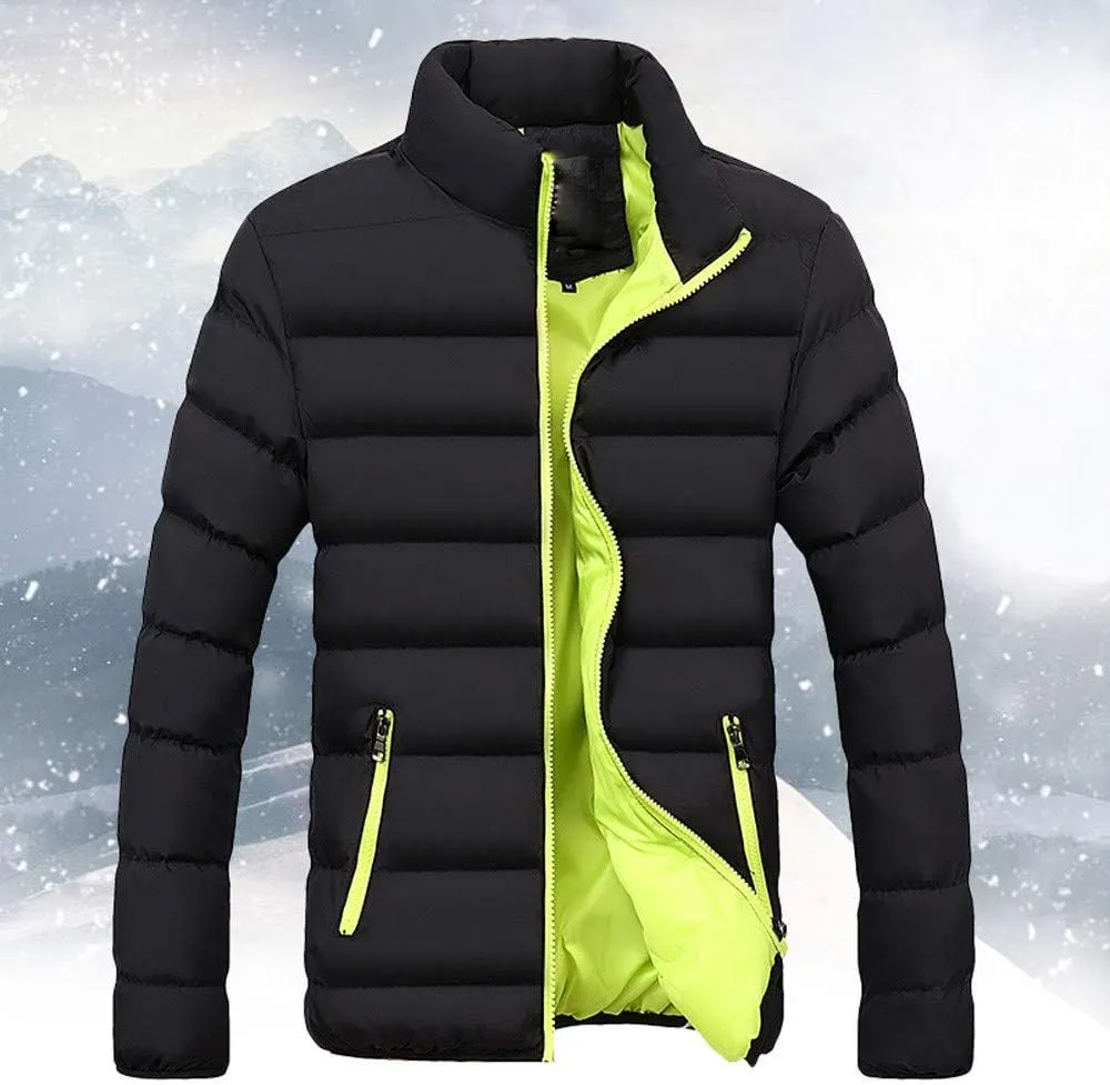 LCMTWX Men's Thick Thermal Winter Jacket Stand Collar Knitted Splice Sweater Coat Casual Cardigan Stylish Outwear Mens