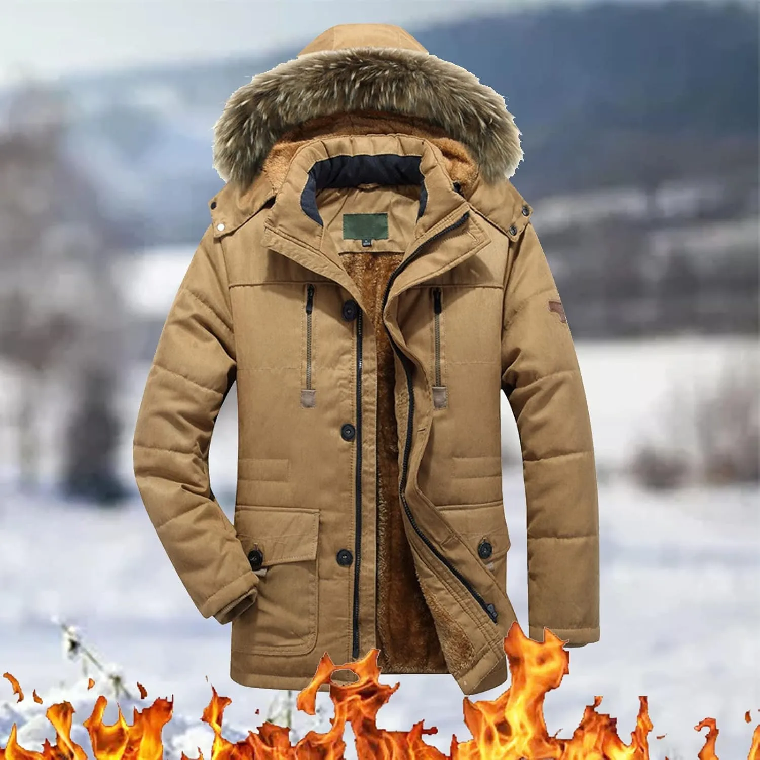 LCMTWX Men's Winter Thickened Warm Coats Stand Collar Knitted Splice Sweater Coat Casual Cardigan Stylish Mens Winter