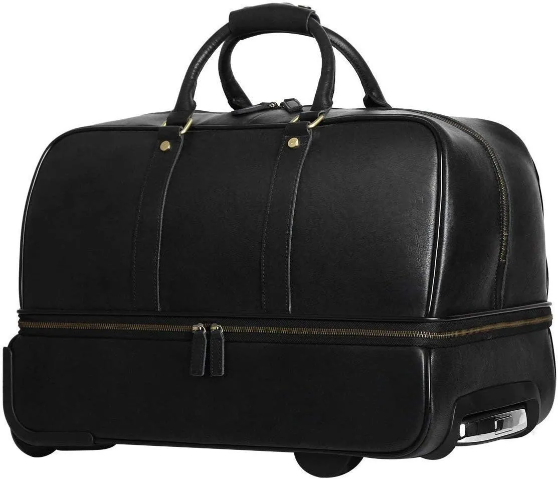 Leathario Leather Luggage travel duffle bag weekend overnight bag rolling suitcase