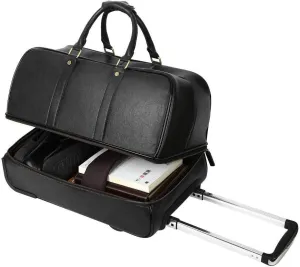 Leathario Leather Luggage travel duffle bag weekend overnight bag rolling suitcase