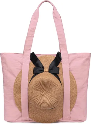 LEDAOU Beach Bags for Women, Beach Bags Waterproof Sandproof, Packable Beach Tote Bag with Zipper Travel Sports
