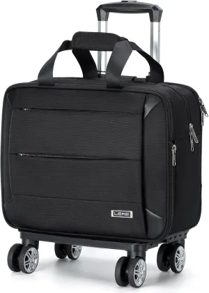 Lekebobor Rolling Laptop Bag - Rolling Laptop Briefcase on Wheels for Women/Men Fits Up to 15.6Inch, Water Resistant for Travel Work and Business (Black)