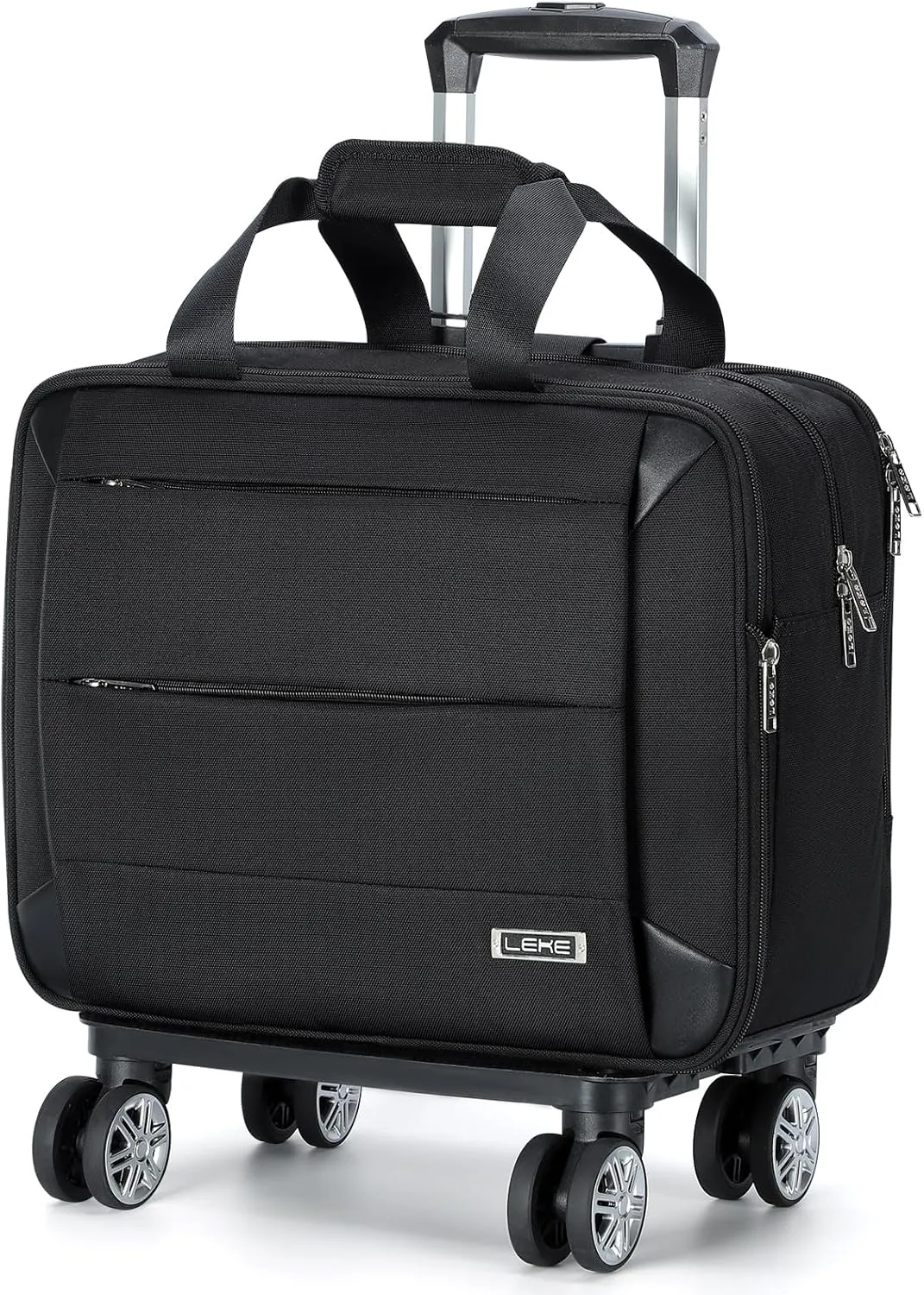 Lekebobor Rolling Laptop Bag - Rolling Laptop Briefcase on Wheels for Women/Men Fits Up to 15.6Inch, Water Resistant for Travel Work and Business (Black)