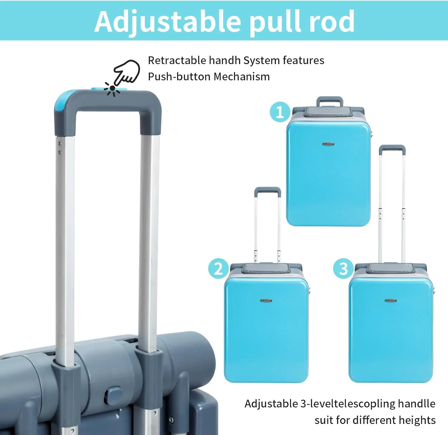 LemoHome Expandable Luggage with Spinner Wheels,Large Suitcases with Child Seat Design,Hard Luggage for Women and Men,20 inch Hardside Carry on Luggage for Travel (Blue)