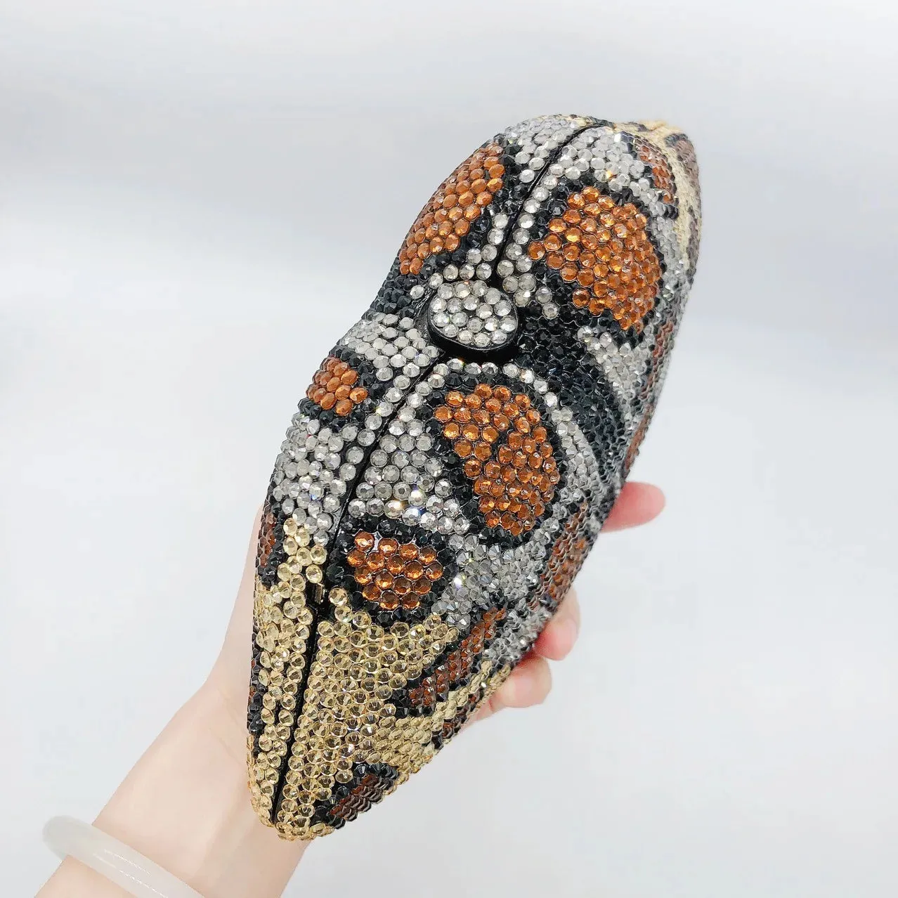 Leopard Print Mouth Diamond Wedding Purses WHTUOHENG Crystal Evening Clutches Rhinestone Women Party Bling Sparkling Handbags