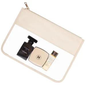 LETGO Clear Makeup Bag Pouch for Travel with Zipper,Clear Cosmetic Bag for Women Waterproof Snacks Bag Stadium Purse Toiletry Bag Bogg Bag Accessories (0-Beige)