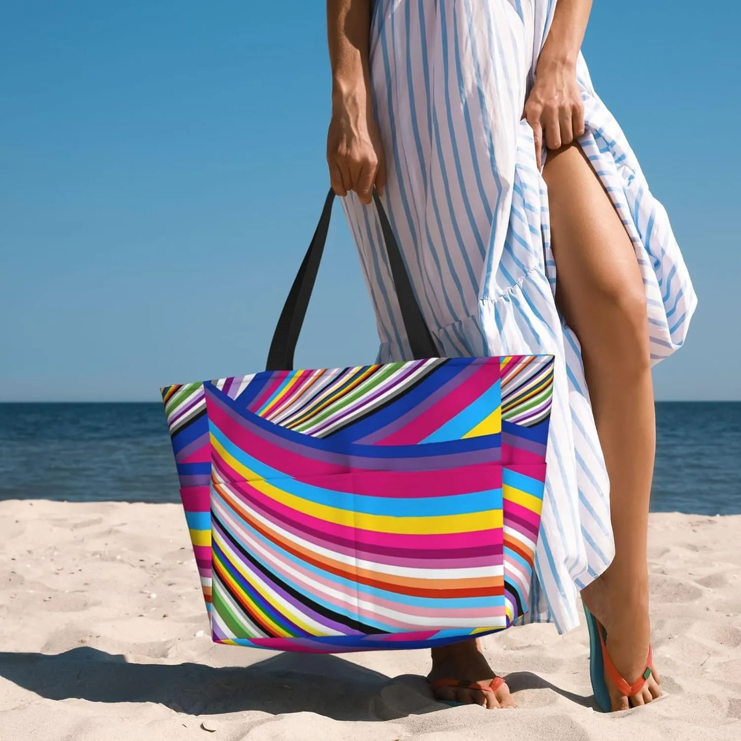 LGBT Pride Rainbow Gay Frog Large Capacity Travel Bag Lightweight Shopping Handbag Beach Tote Bags Casual Work Bag