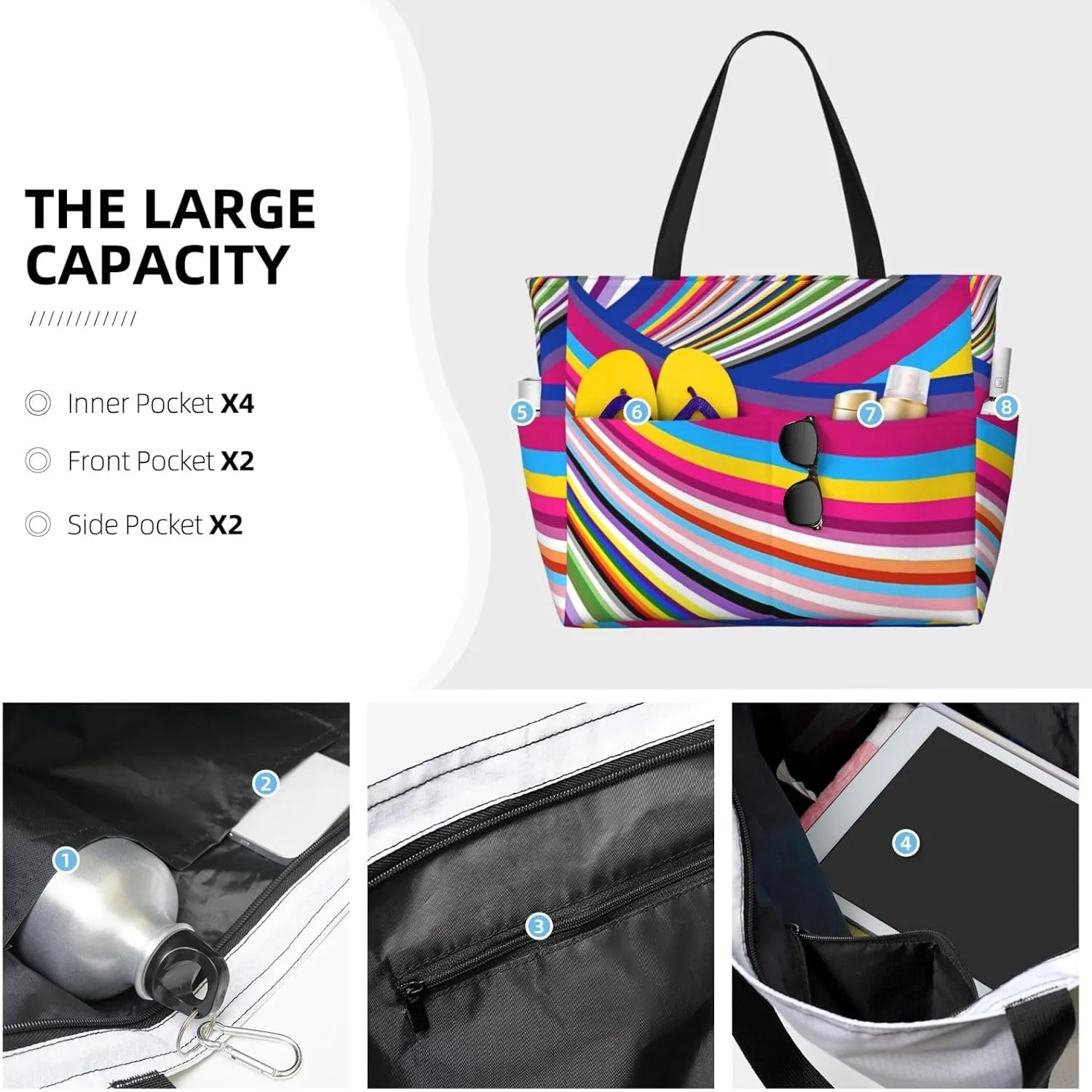 LGBT Pride Rainbow Gay Frog Large Capacity Travel Bag Lightweight Shopping Handbag Beach Tote Bags Casual Work Bag