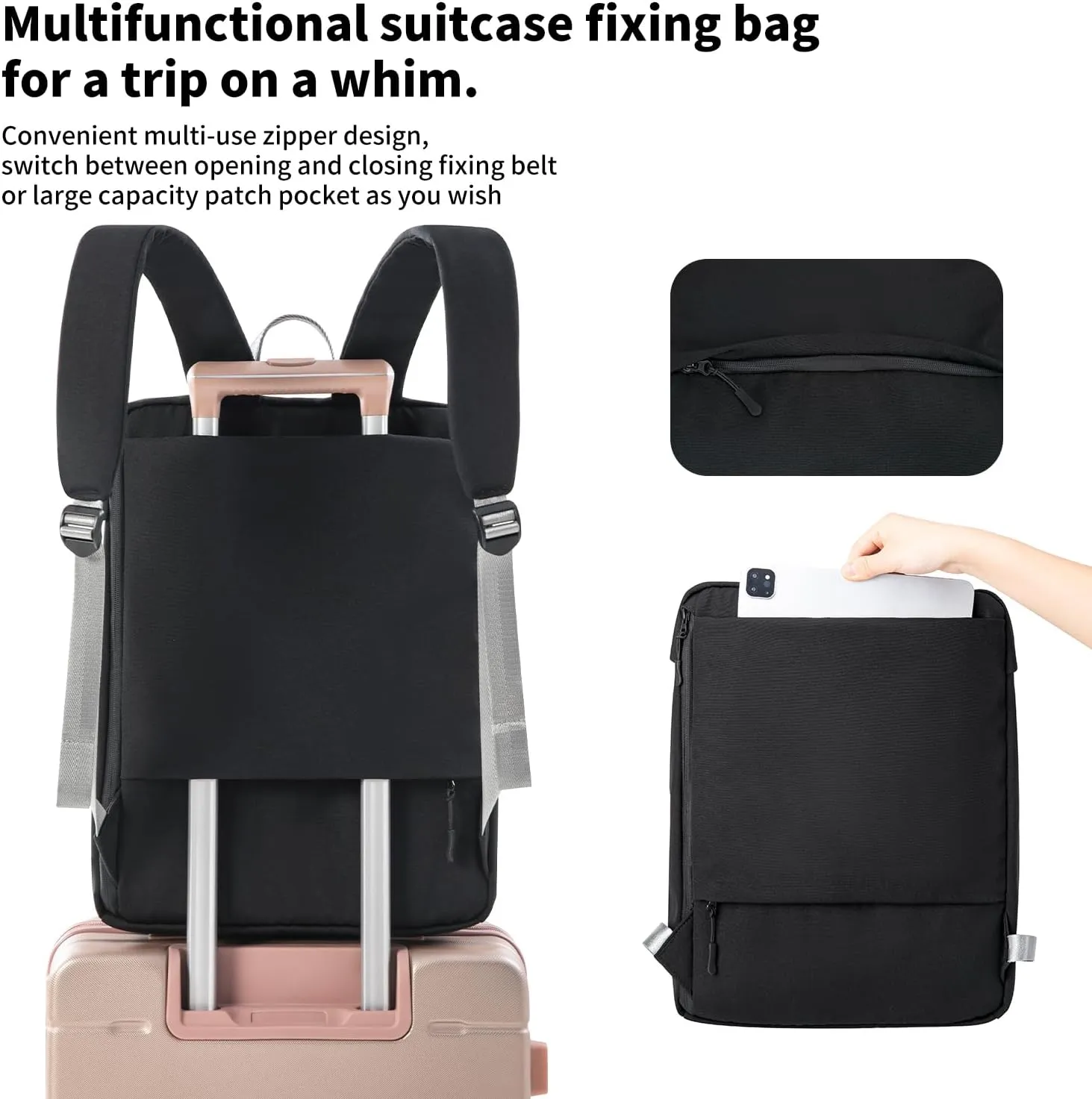 Lightweight Airy Waterproof Backpack - Durable Laptop Bookbag, Anti-Slip Compartments for Travel, Work, School (Black)