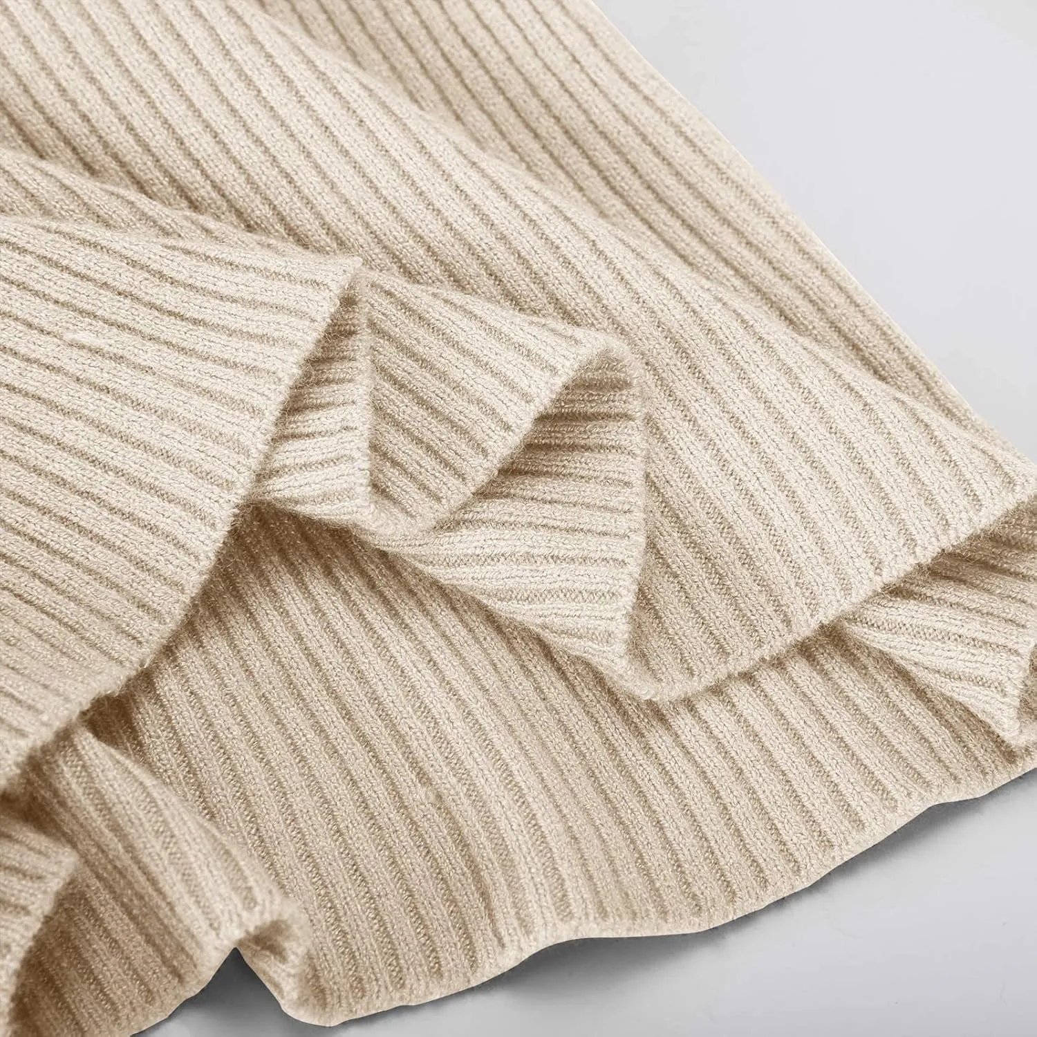 Lightweight Fitted Sweaters for Women Long Sleeve Turtleneck Ribbed Knit Pullover Sweater Casual Basic Tee Tops
