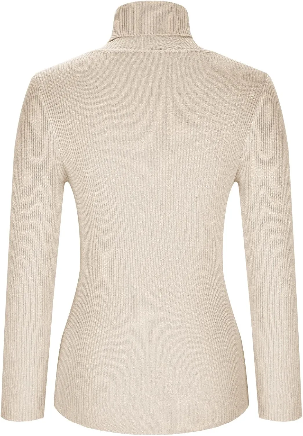 Lightweight Fitted Sweaters for Women Long Sleeve Turtleneck Ribbed Knit Pullover Sweater Casual Basic Tee Tops