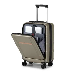 Lightweight Front End 20 Inch Expandable Suitcase - Versatile Khaki Option
