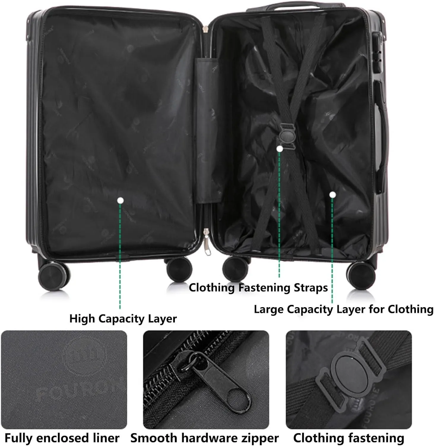Lightweight Suitecase With Carry-on Bag, With Spinner Wheels, Expandable Luggage, Equipped With Anti-pick Combination Lock (Color : 22 Rack, Size : Rose)