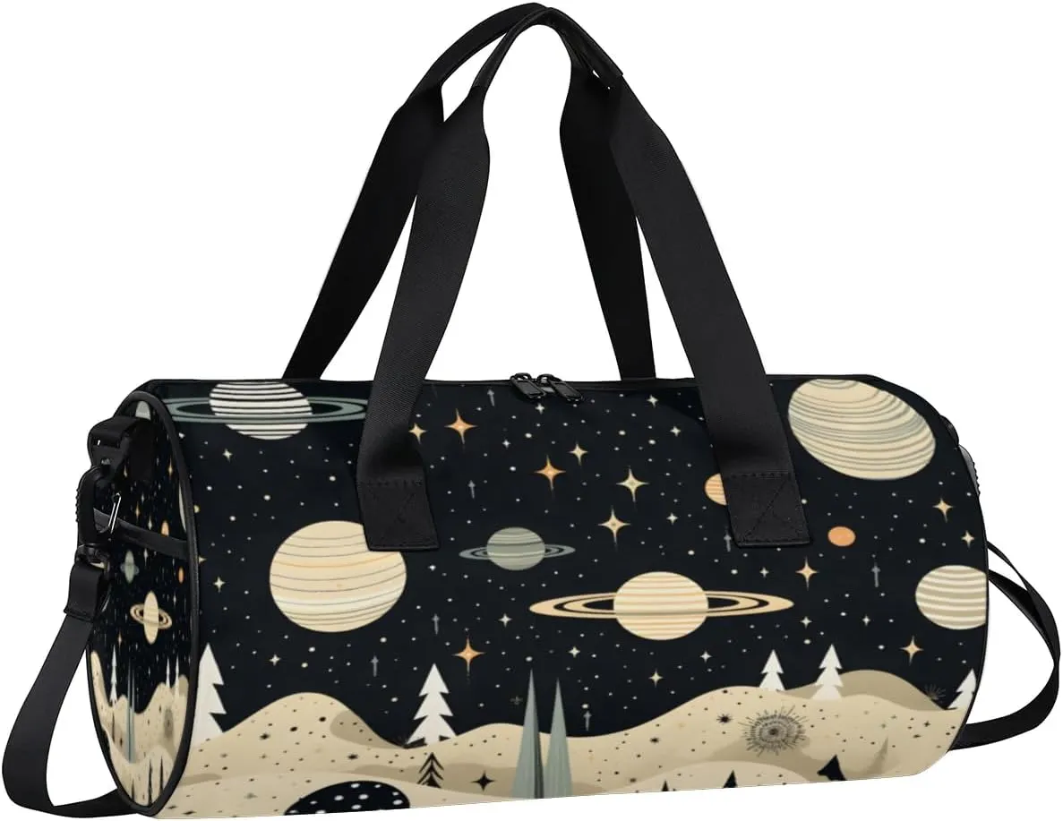 Lightweight Travel Duffle Bag Planets Space Gym Bag for Women Men Stylish Small Duffle Bag for Fitness Yoga Travel Overnight Sport