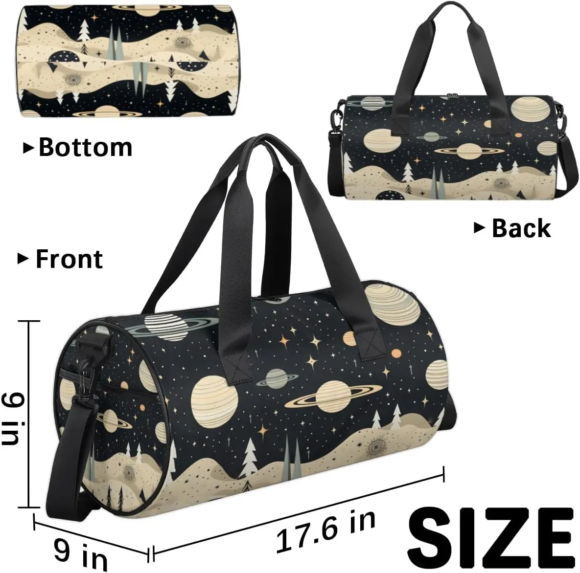 Lightweight Travel Duffle Bag Planets Space Gym Bag for Women Men Stylish Small Duffle Bag for Fitness Yoga Travel Overnight Sport