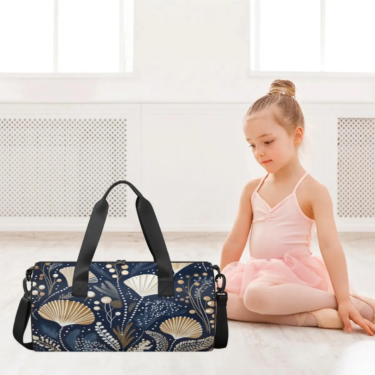 Lightweight Travel Duffle Bag Sea Shell Seaweed Gym Bag for Women Men Stylish Small Duffle Bag for Fitness Yoga Travel Overnight Sport