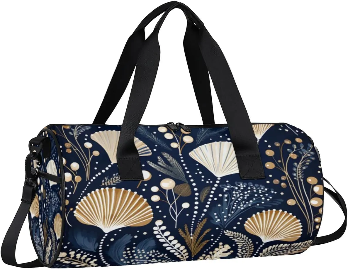 Lightweight Travel Duffle Bag Sea Shell Seaweed Gym Bag for Women Men Stylish Small Duffle Bag for Fitness Yoga Travel Overnight Sport
