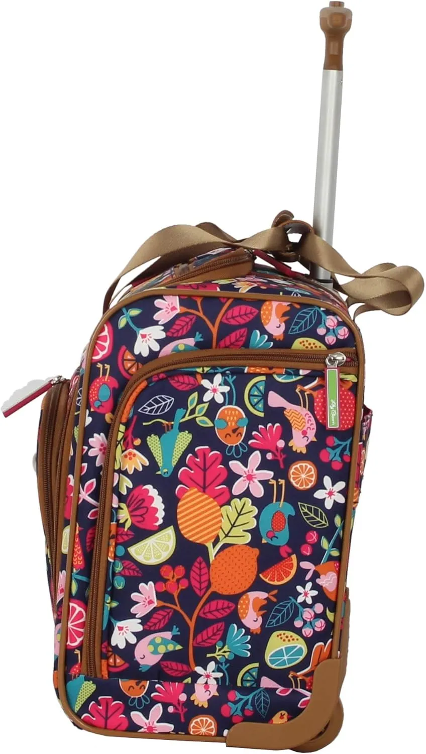 Lily Bloom Designer 15 Inch Carry On - Weekender Overnight Business Travel Luggage - Lightweight 2- Roller Wheels Suitcase - Under Seat Rolling Bag for Women (One Size, Fruit Loops)
