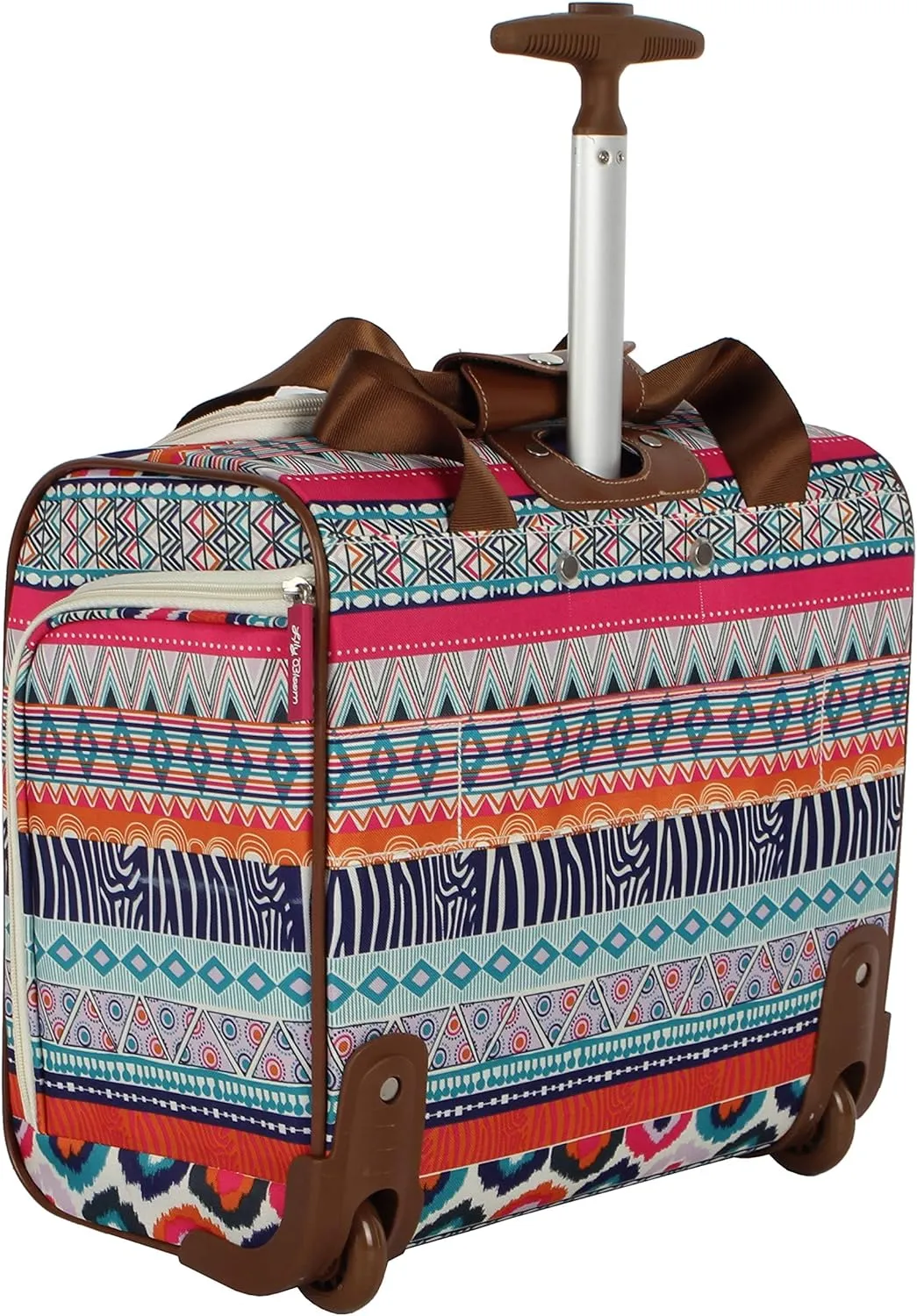 Lily Bloom Designer 15 Inch Carry On - Weekender Overnight Business Travel Luggage - Lightweight 2-Rolling Wheels Suitcase - Under Seat Rolling Bag for Women (One Size, Tribal Stripe)