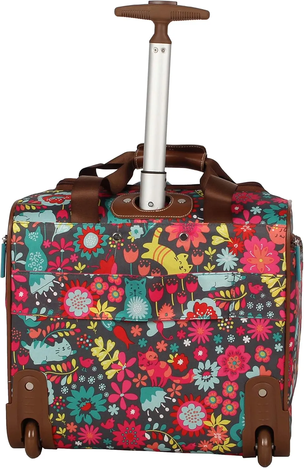 Lily Bloom Designer 15 Inch Carry On - Weekender Overnight Business Travel Luggage - Lightweight 2- Rolling Wheels Suitcase - Under Seat Rolling Bag for Women (Playful Garden Gray)