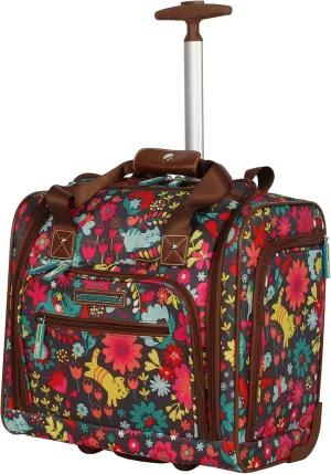 Lily Bloom Designer 15 Inch Carry On - Weekender Overnight Business Travel Luggage - Lightweight 2- Rolling Wheels Suitcase - Under Seat Rolling Bag for Women (Playful Garden Gray)