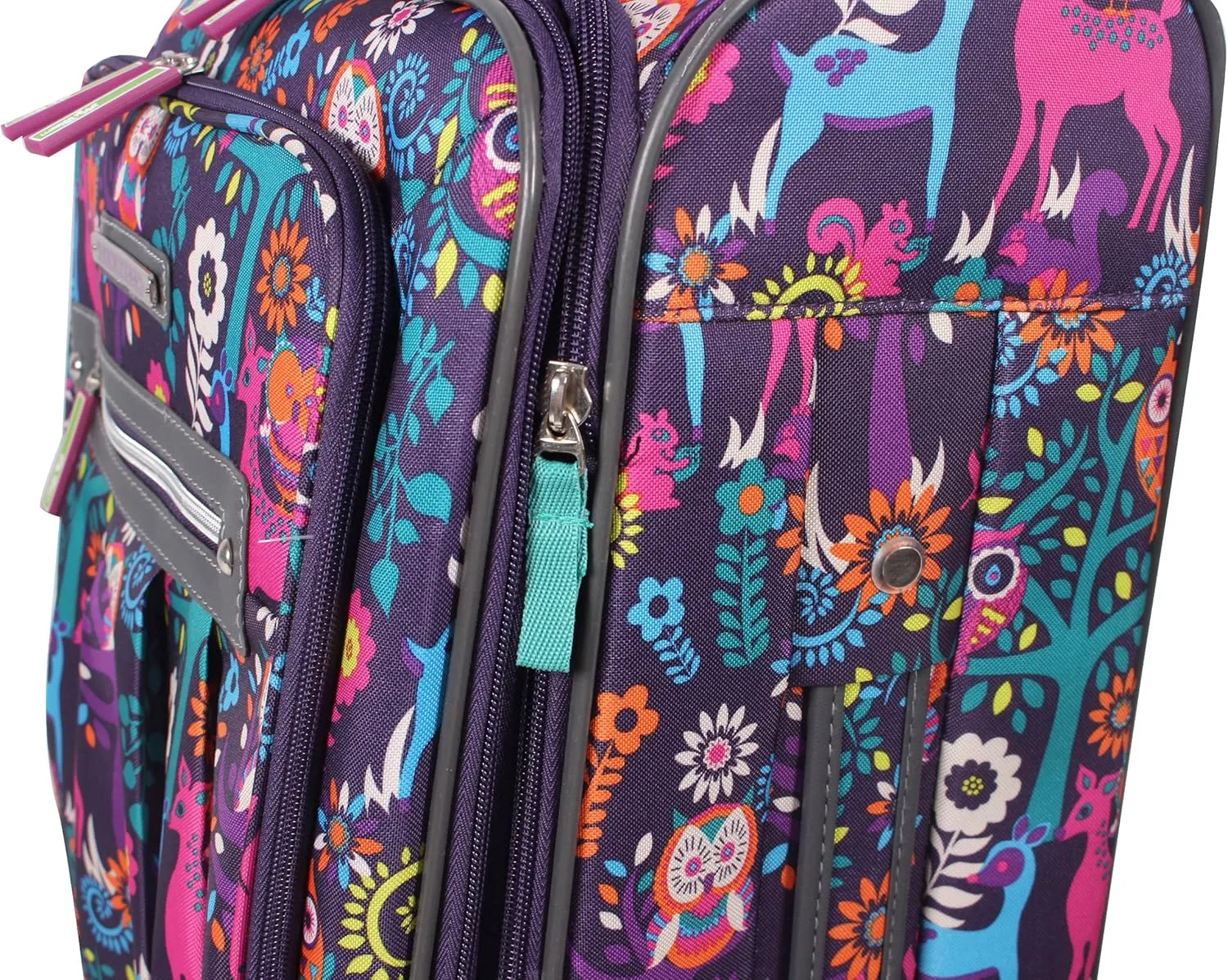 Lily Bloom Large Expandable Design Pattern Luggage With Spinner Wheels For Woman (28in, Wildwoods)