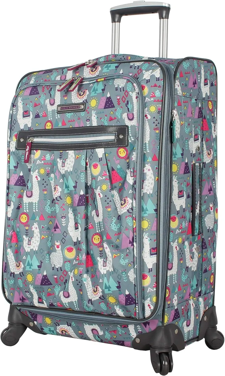 Lily Bloom Luggage 24" Expandable Design Pattern Suitcase With Spinner Wheels For Woman (24in, Llama Mama)
