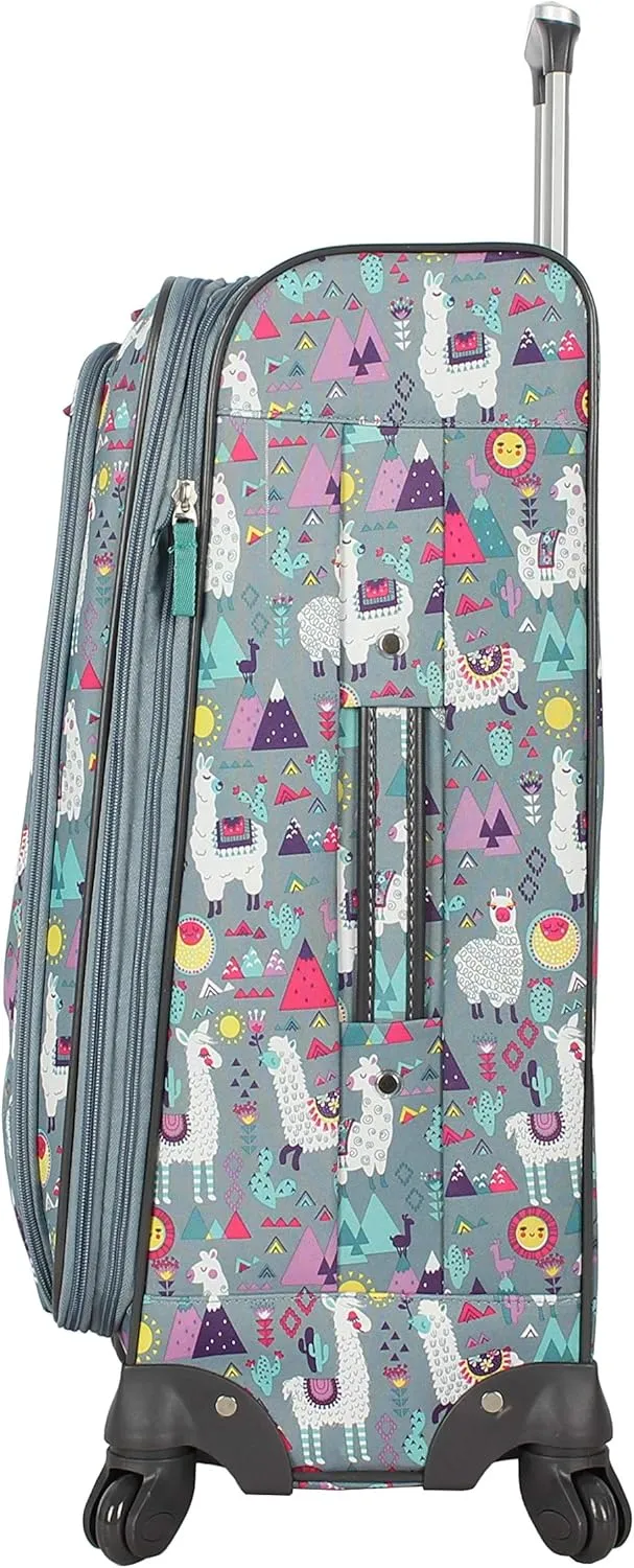 Lily Bloom Luggage 24" Expandable Design Pattern Suitcase With Spinner Wheels For Woman (24in, Llama Mama)