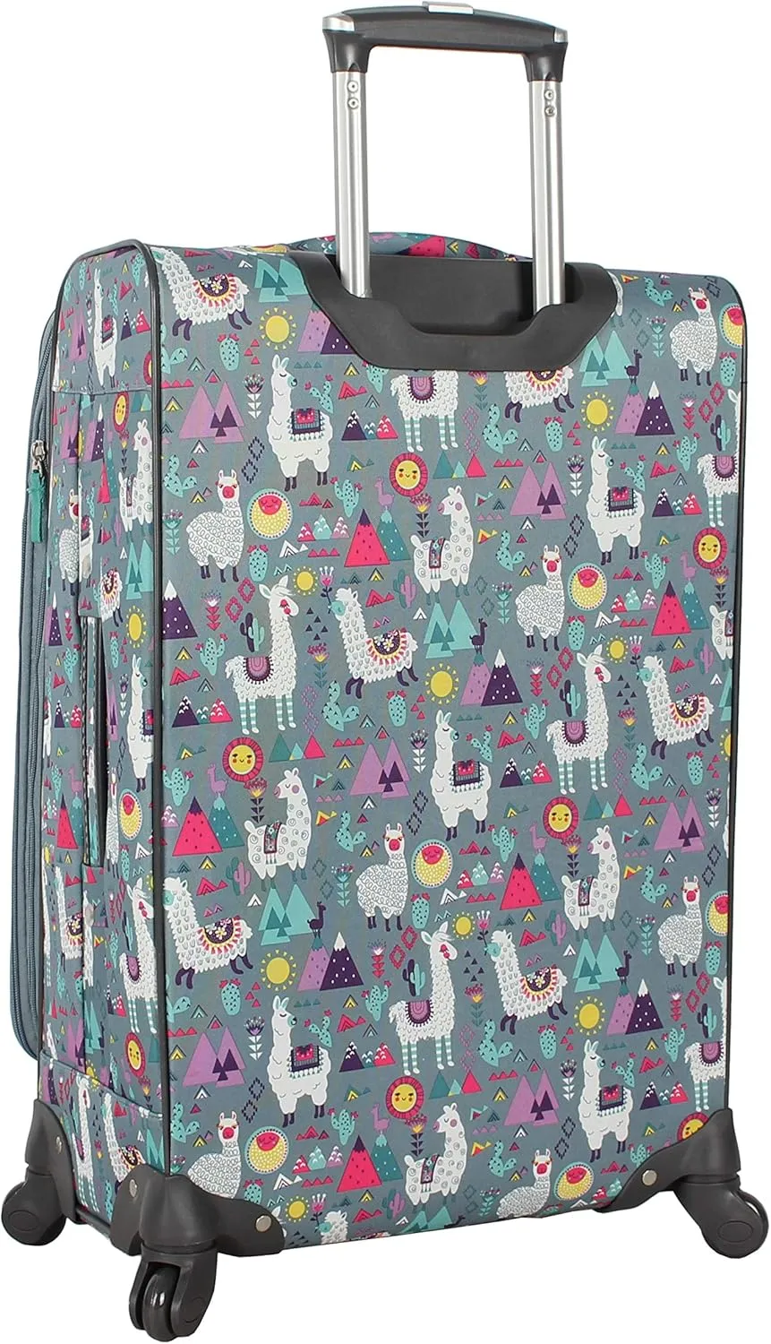 Lily Bloom Luggage 24" Expandable Design Pattern Suitcase With Spinner Wheels For Woman (24in, Llama Mama)