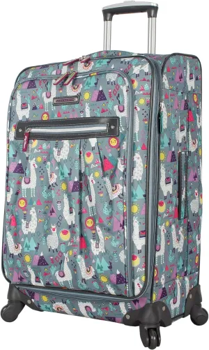 Lily Bloom Luggage 24" Expandable Design Pattern Suitcase With Spinner Wheels For Woman (24in, Llama Mama)