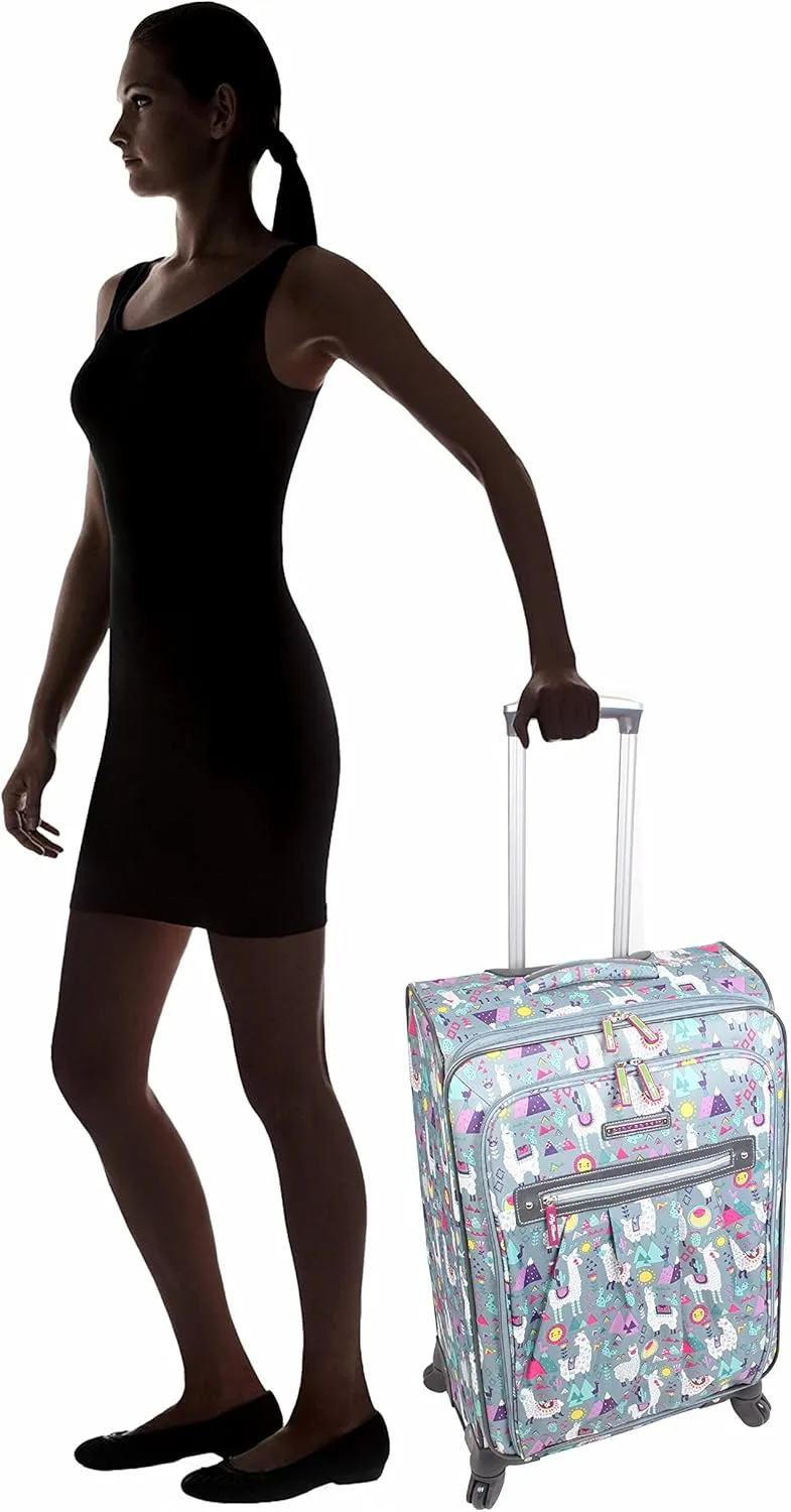 Lily Bloom Luggage 24" Expandable Design Pattern Suitcase With Spinner Wheels For Woman (24in, Llama Mama)