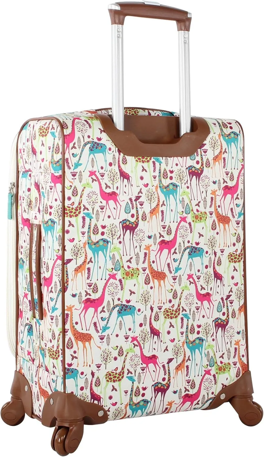 Lily Bloom Luggage Carry On Expandable Design Pattern Suitcase For Woman With Spinner Wheels (20in, Giraffe Park)