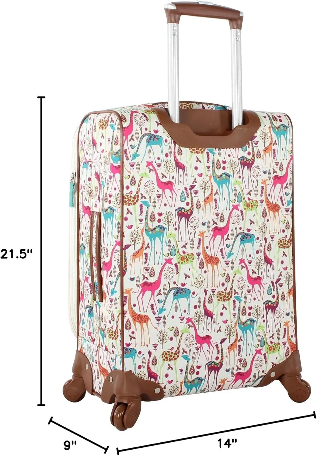 Lily Bloom Luggage Carry On Expandable Design Pattern Suitcase For Woman With Spinner Wheels (20in, Giraffe Park)